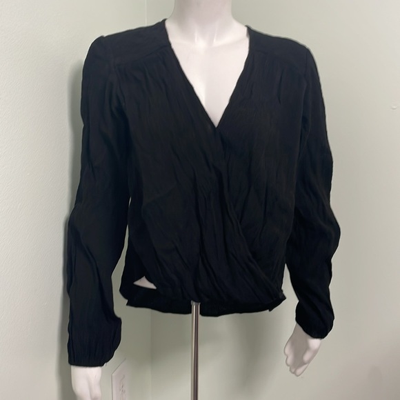 Free People Black Check On It Wrap Top size small - Picture 3 of 11